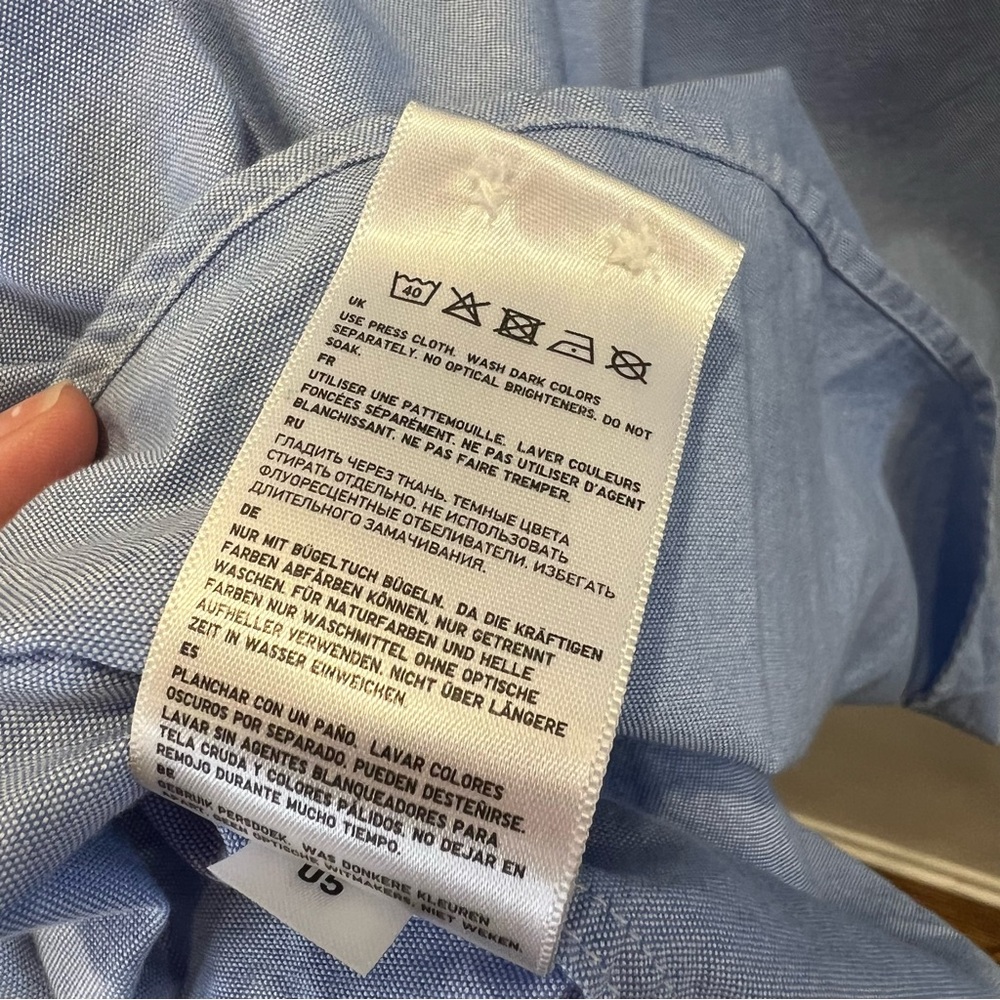 Uniqlo Blue Cotton Oxford‎ Button Down Shirt Size M Women’s Classic Pocket Top - Picture 9 of 12